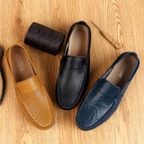 Genuine Leather Men's Casual Shoes Luxury Brand Loafers Moccasins Light Breathable Slip on Boat Zapatos Hombre Mart Lion   