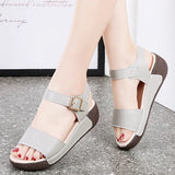 Microfiber Light Weight Wedge Women's Sandals Ankle Buckle Heel Height 5CM Platform MartLion GreyH070 9 