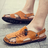 Golden Sapling Summer Men's Sandals Genuine Leather Beach Shoes Breathable Leisure Footwear Platform Casual Flat MartLion   