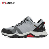 Baasploa Men's Hiking Shoes Wear Resistant Sneakers Non Slip Camping Outdoor Spring Autumn Waterproof MartLion 46 GRAY 