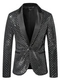 Glitter Embellished Groom Jacket Stylish Men's One Button Shiny Plaid Tuxedo Nightclub Prom Stage blazers MartLion   