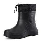 Winter Windproof Cotton Rain Boots Men Warm Light Ankle Rainboots Black Slip on Rain Shoes Men MartLion   