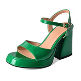 Summer Shoes Women's Platform Shoes Thick Sole Sandals Square High Heels MartLion Green 41 