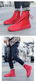 Red Men's High-top Sneakers Flat Designer Shoes Lace-up Casual Boots zapatillas hombre MartLion   
