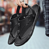 Summer Men's Flip-flops Massage Granule Slippers Beach Sandals Men Casual Shoes Outdoor Bathroom Shoes MartLion black 40