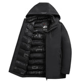 Autumn Winter Men's Casual Thicken Windproof Hooded Jackets Winter Warm Multi-Pocket Detachable Hat Jackets Coat MartLion Black M 