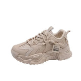 Dad Shoes Women's Spring and Autumn Women's All-match Thick-soled White Sneakers Casual MartLion 36 Khaki color 