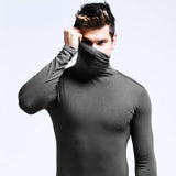 Men's Mock Neck Basic Blouse Winter Thermal T-shirt Plain Clothing Pullover Long Sleeve Top Warm Turtleneck Underwear MartLion Picture Color 7 S 