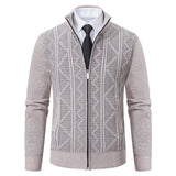 Men's Knit Jacket Fleece Cardigan Zipper Sweater Clothes Luxury Brown Jersey Casual Warm Jumper Harajuku Coat MartLion BEIGE 8930 M 50-62KG 