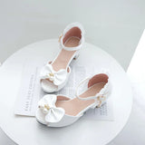 Summer Peep Toe Cute Sweet Bowtie Lace High Heels Sandals Women Lolita Platform Wedding Party Block Heel Shoes MartLion   