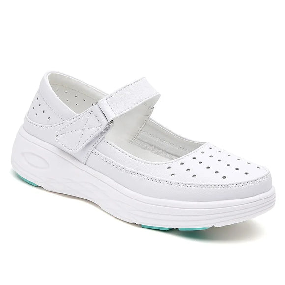 Women's Shoes Women  Leather Sneakers Slip on Platform Wedges White Ladies Loafers Casual MartLion   