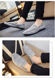 Men's Slip-On Canvas Shoes Loafers Breathable Sneakers Casual Soft Non-slip Driving Flats Black Mart Lion   