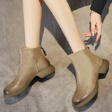 Autumn Winter Genuine Leather Shoes Women Boots Cow Soft Thick Sole Non-slip Black MartLion   