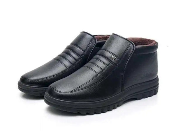 Winter Waterproof Men's Casual Leather Shoes Slip-on Male Casual Shoes Rubber Warm Winter Shoes for Men's MartLion   