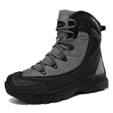 Men Leather Boots Mens Desert Waterproof Work Safety Shoes Climbing Hiking Ankle Men Outdoor Boots MartLion GRAY 43