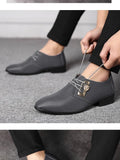 Elegant Men's Dress Shoes Leather Normal Loafers for Casual Pointed Toe Blue Designer MartLion   