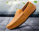 Leather Men's Summer Moccasins Blue Loafers Casual Brethable Hollow Out Slip-on Driving Shoes Flats MartLion   