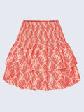 Women's Slim Fit Pleated Ruffle Edge Floral Printed Waist Mini Short Skirts Holiday Beach Party MartLion Orange XS 