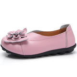 Summer Soft Genuine Leather Flat Slip On Loafers Women Ladies Shoes with Flowers for Nurse Mother Working Walking Driving MartLion   