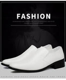 Classic Red Dress Shoes Men's Slip-on Pointed Toe Square Heel Leather Loafers Footwear Zapatos Para Hombres MartLion   