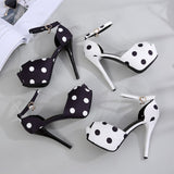 Classic Heels Ankle Strap Heels Platform Sandals Party Shoes Women Wedding Pumps 14cm High Heels Hollow Out Polka Dots Heels Mart Lion   