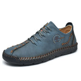 Men's Casual Shoes Leather Outdoor Walking Handmade Luxur Moccasins Driving MartLion Blue 38 