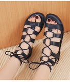 summer women's outerwear sandals roman style shoes Ladies' casual flats tie design walking and work wear MartLion   