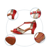 Adult Latin Dance Shoes Sandals Women's Soft Sole Ballroom Indoor Dancing Shoes Medium High Heel 5.5cm Summer MartLion   