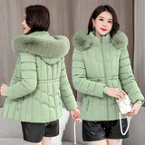 Down winter Jacket Women Parkas  Warm Cotton Padded Coat Ladies Short Overcoat Hooded MartLion   