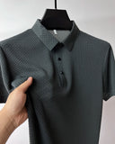 Tall Men's Golf Shirt Lop-up Hollow Short-sleeved Shirt MartLion   