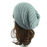 Unisex Fashion Women's Men's Knit Wool Baggy Beanie Hat Winter Warm Outdoor Ski Cap Hip Hop Striped Bonnet MartLion light grey  
