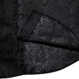 Men's Long Sleeve Black Paisley Silk Dress Shirts Casual Tuxedo Social Shirt Luxury Designer Clothing MartLion   