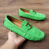 Luxury Brand Men's Loafers Breathable Driving Shoes Slip On Lazy Wedding Party Flats Designer Casual Moccasins Mart Lion Green 4.5 
