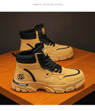 White Winter Work Short Boots for Men British Motorcycle Boots Outdoor Sports Casual Shoes MartLion