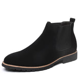 Black Classic Suede Men's Chelsea Boots Ankle Shoes Leather Casual Dress Wedding Sleeve Cowboy MartLion Black 45 
