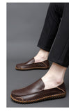 Men's Genuine Leather Breathable Large Casual Foot Cover Driving Shoes One Foot Peas Soft Sole Leather Handmade Mart Lion   