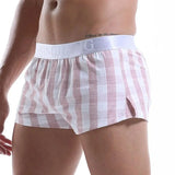 Men Cotton Boxers Shorts Loose Multicolor Male Plaid Underwear MartLion Redwhite L 1pc