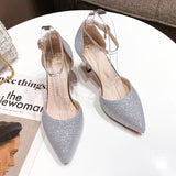 Bling High Heels Pumps Women Gold Silver Wedding Party Shoes Summer Toe Thin Heels Pumps MartLion   