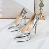 Ladies High Heels Women Party Shoes Platform Ladies Pumps Elegant Gold Silver Super High Heels 12cm MartLion   