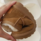 Winter Children Wool Snow Boots Boys Girls Genuine Leather Boots Baby Soft Cow Suede Cotton Shoes Kids Winter MartLion   