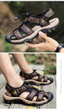 Cowhide Summer Men's Beach Sandals Outdoor Water Sport Sneakers for Training Trekking Hiking Swimming Mart Lion   