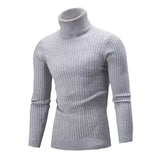 Autumn And Winter Turtleneck Warm Solid Color sweater Men's Sweater Slim Pullover Knitted sweater Bottoming Shirt MartLion Gray M 