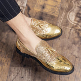 Tassel Men's Golden Nightclub Casual Shoes Loafers Slip-on Comfort Bright Leather Low-heeled MartLion   