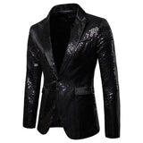 Men's Clothing Blazer Jacket Sequins Eurocode Dress Coat Casual Top Handsome Masculino Jackets MartLion Black S 