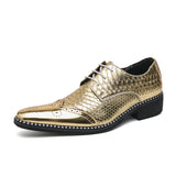Golden Glitter Leather Shoes Men's Pointed Toe Elegant Dress Wedding Zapatos De Vestir MartLion golden 9806 38 CN
