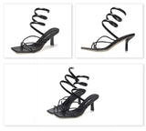 Liyke Pinch Sandal Summer Slip-On Ankle Strap Casual Gladiator High Heels Shoes Women Mart Lion   