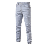 Jeans Men's Solid Color Slim Fit Straight Trousers Cotton Casual Wear Denim Jeans Pants MartLion   