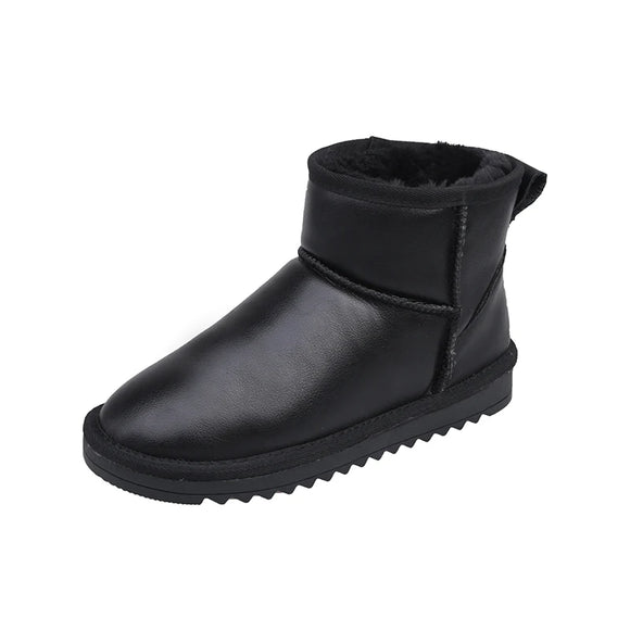 Trendy Warm Unisex Snow Boots Winter Cotton Shoes Casual Men's Shoes Non-slip Walking MartLion black 36 