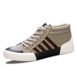 Green High-Top Canvas Shoes Men's Winter Sneakers Warm Fur Shoes Lace-up Casual Sneaker Man MartLion Khaki-23805 40 CHINA