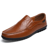 Genuine Leather Men's Casual Shoes Luxury Loafers Moccasins Breathable Slip on Driving MartLion Red brown 37 